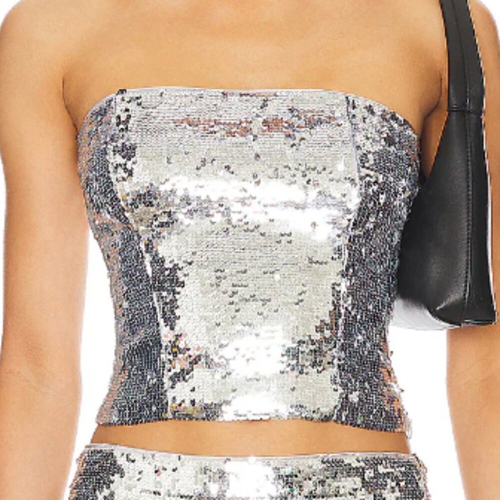 GUIZIO SEQUIN TUBE TOP SILVER SIZE SMALL